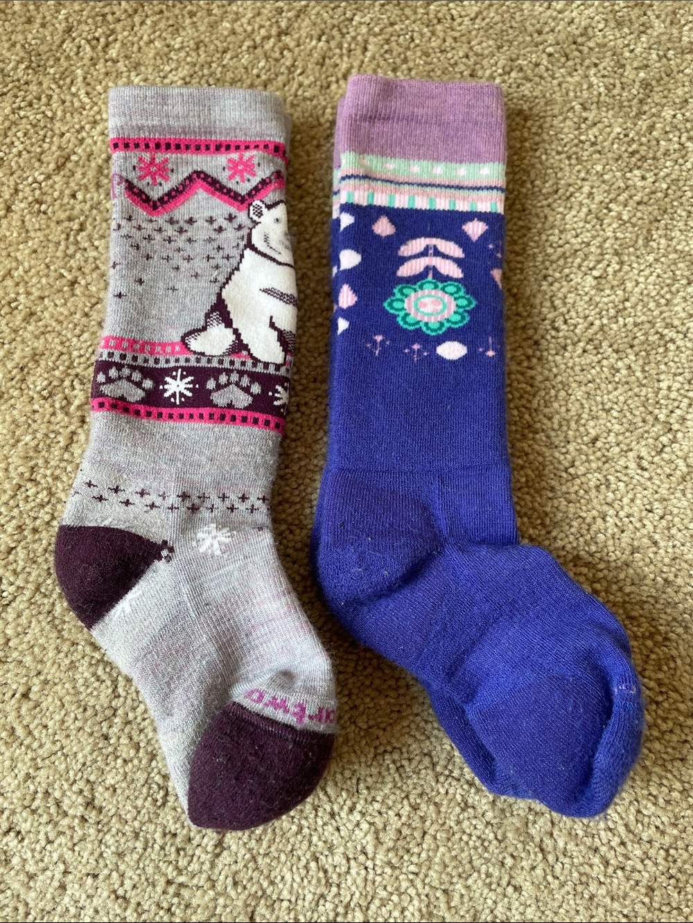 Smartwool Kids' Merino Wool Knee-High Socks Set 6-8 Years Outdoor Hiking 2 Pair
